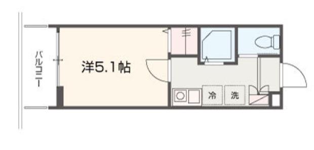 MELLAS武蔵浦和(1K/2階)の間取り写真