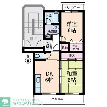 クレール18(2DK/1階)の間取り写真