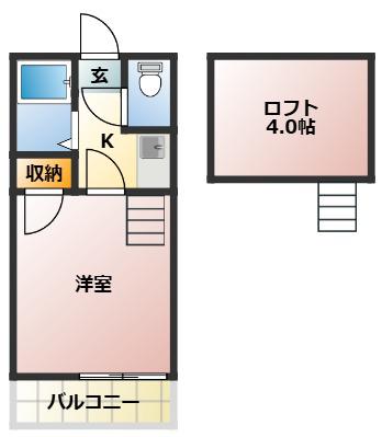 都営三田線 高島平駅 徒歩12分 2階建 築36年(1K/1階)の間取り写真