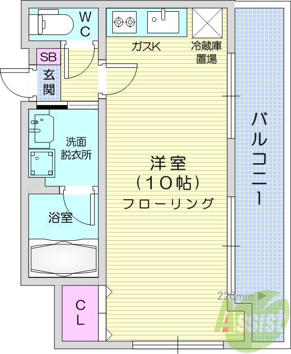 コージーコートこもれび館(ワンルーム/3階)の間取り写真