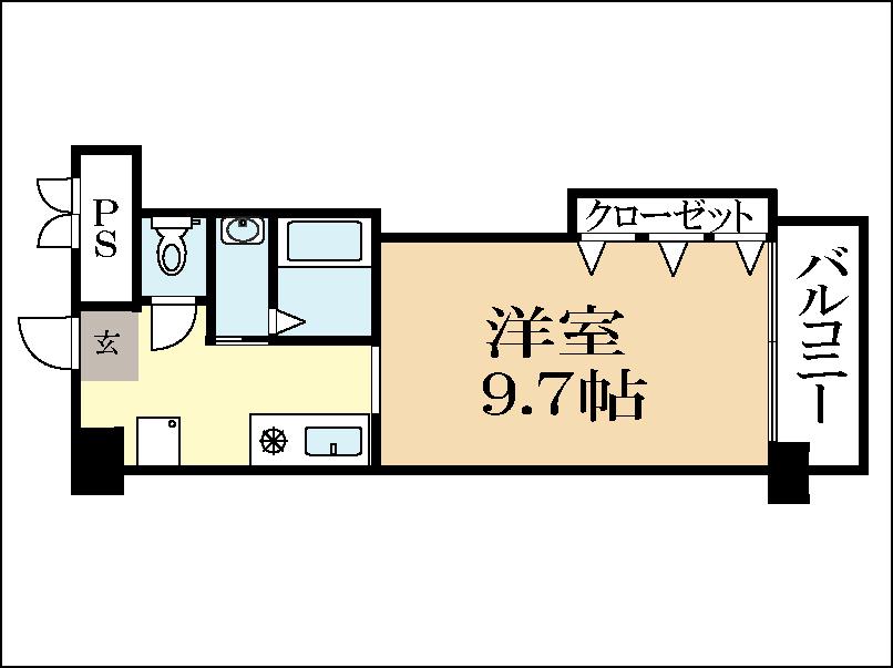 クィーンズコート久津川(1K/2階)の間取り写真