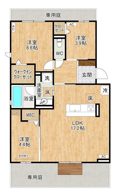 D-ROOM HILLS 泉台(3LDK/1階)の間取り写真