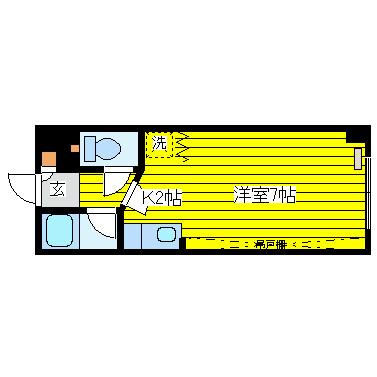 グローバル新道(1K/1階)の間取り写真
