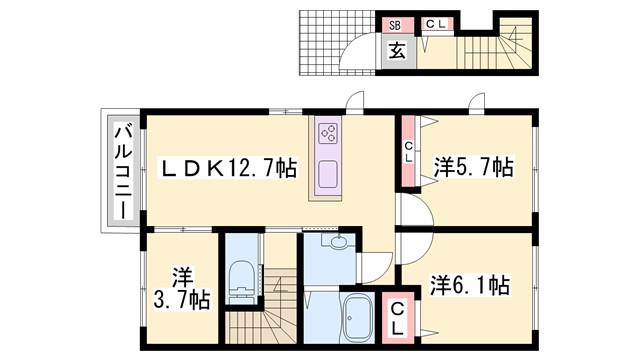 アリスティオ(3LDK/2階)の間取り写真