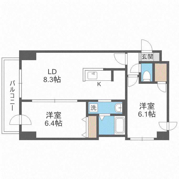フェリーチェ1°(2LDK/3階)の間取り写真