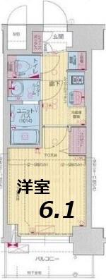 プレサンス東三国駅前グランクラス(1K/5階)の間取り写真