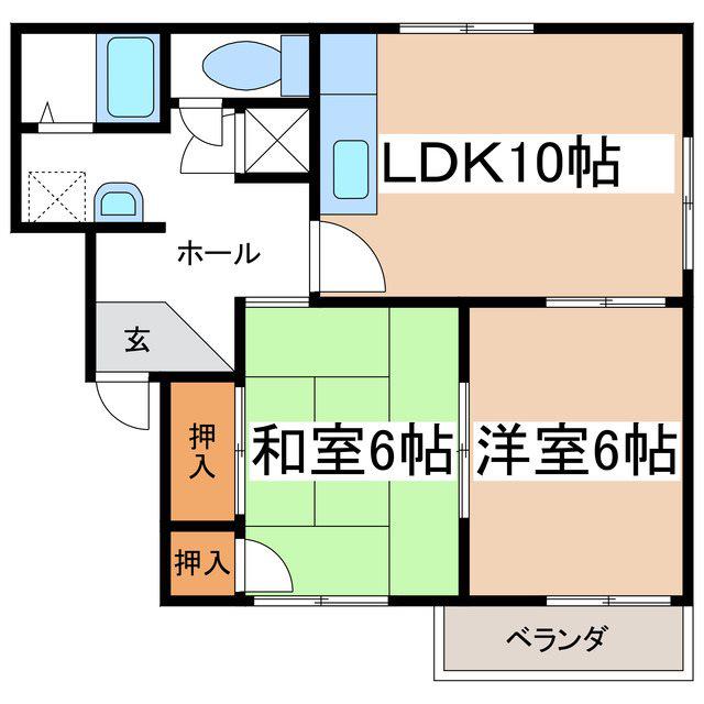 フレグランス南松本(2LDK/2階)の間取り写真