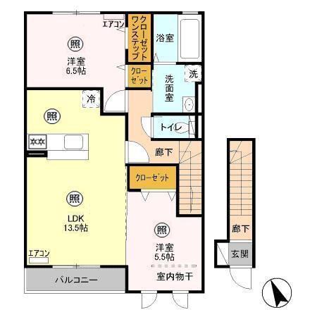 イカルトップ(2LDK/2階)の間取り写真