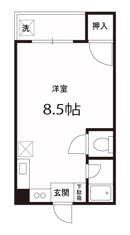 第二清水ハイツ(ワンルーム/1階)の間取り写真
