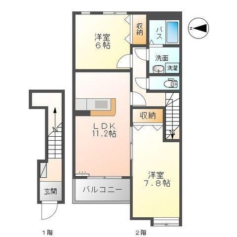メゾン ドゥ アヴィニヨン(2LDK/2階)の間取り写真