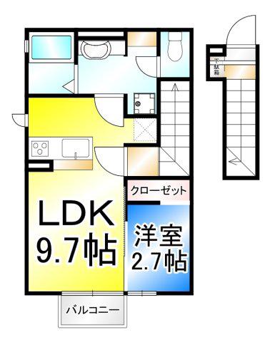 ピースヒルズ(1LDK/2階)の間取り写真