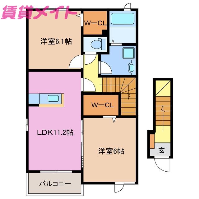 タルタルーガII(2LDK/2階)の間取り写真