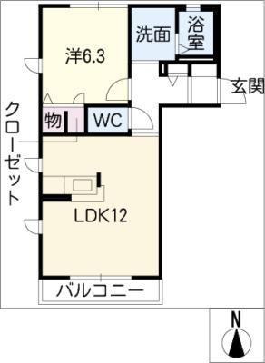 KAPELLIII(1LDK/2階)の間取り写真