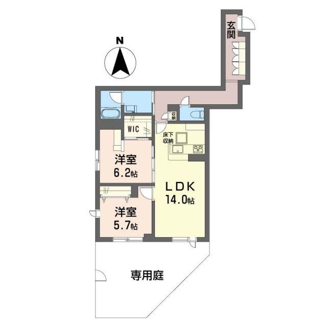 グランデールZEN(2LDK/1階)の間取り写真