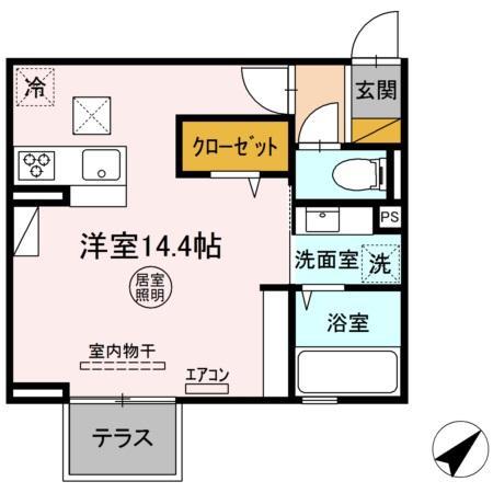 KENTA金田西(ワンルーム/1階)の間取り写真