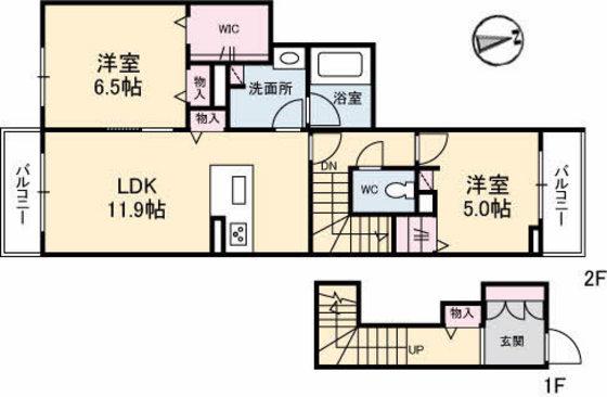 シャーメゾン フラワー(2LDK/2階)の間取り写真