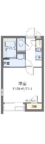クレイノ西深津(1K/2階)の間取り写真