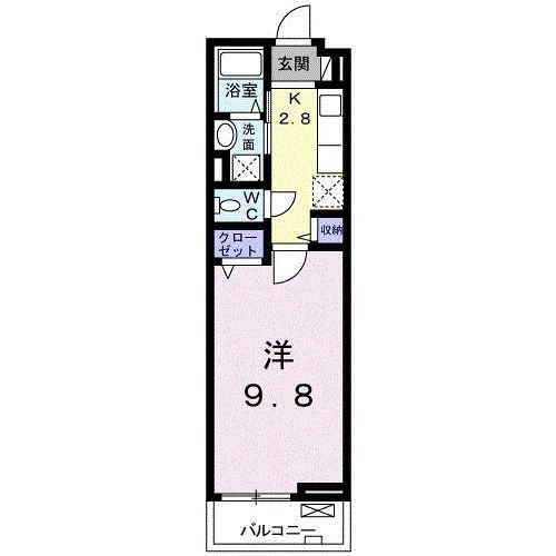 ウィステリア(1K/2階)の間取り写真