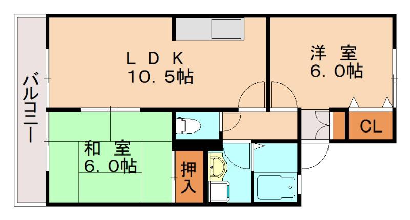 セジュールふじIII(2LDK/2階)の間取り写真