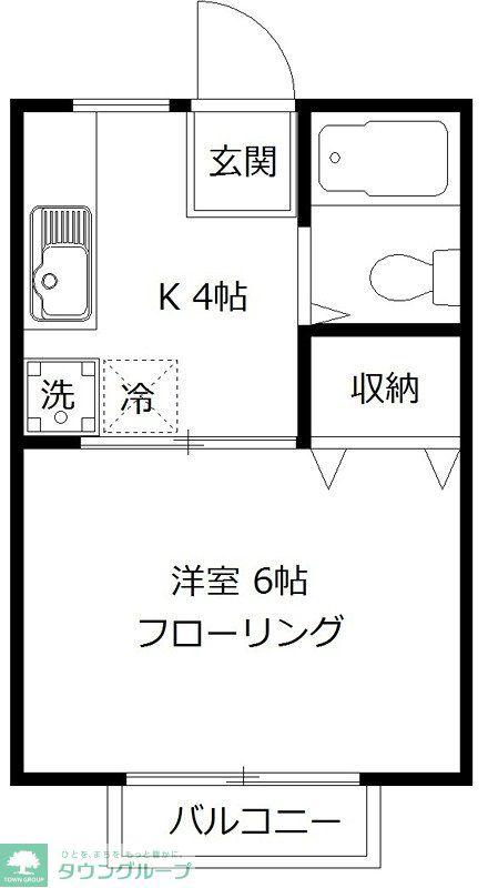 グリーンハイツII(1K/2階)の間取り写真