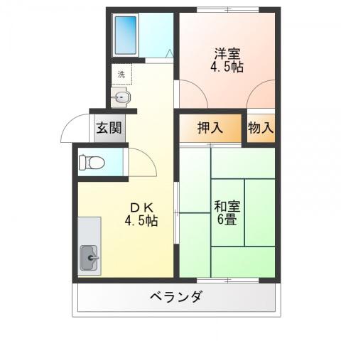 エステートピアひまわり2(2DK/2階)の間取り写真