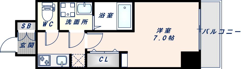 ファーストフィオーレ大阪城イースト(1K/9階)の間取り写真