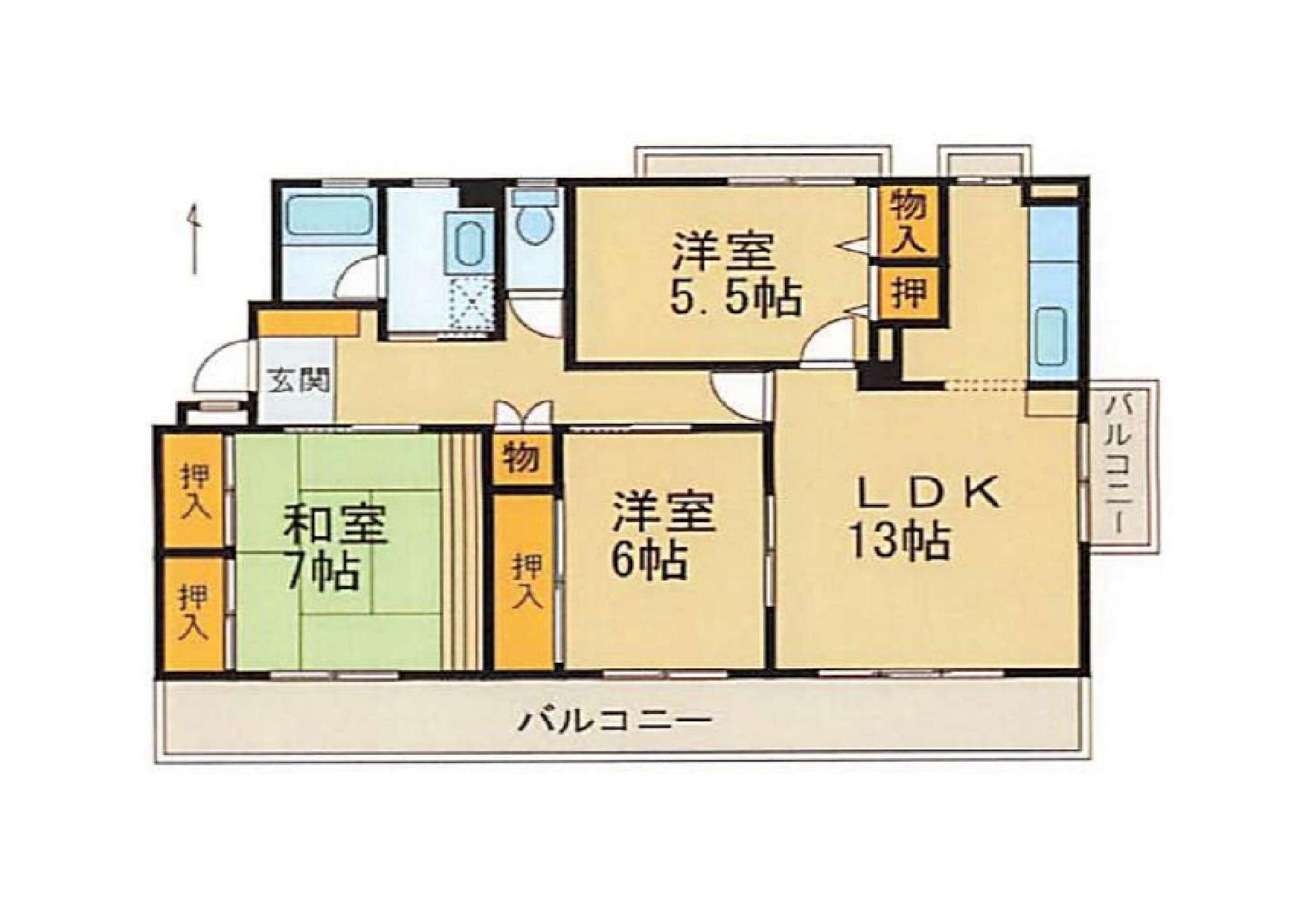 ライジング関戸(3LDK/3階)の間取り写真