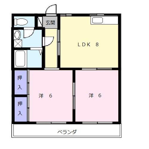 ティアラII(2LDK/2階)の間取り写真