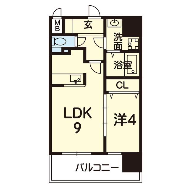 ライズ九品寺II(1LDK/7階)の間取り写真