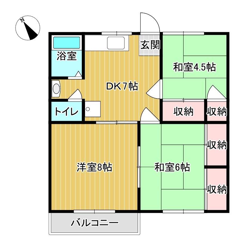 グリーン杉迫(3DK/2階)の間取り写真