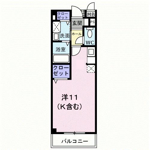 アヴェニール(ワンルーム/2階)の間取り写真