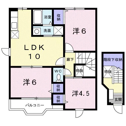 プリムローズA(3LDK/2階)の間取り写真