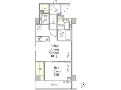 パークペルル池尻(1LDK/1階)の間取り写真