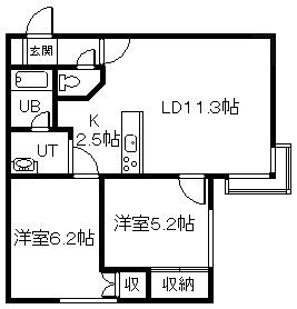 ヴィクトワールII(2LDK/2階)の間取り写真