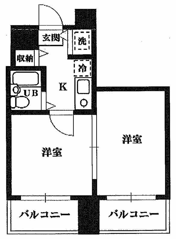 ランドピア西浅草(2K/6階)の間取り写真
