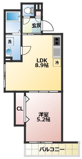コンフォート薬円台(1LDK/2階)の間取り写真