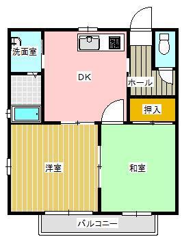 フィオーレS(2DK/2階)の間取り写真