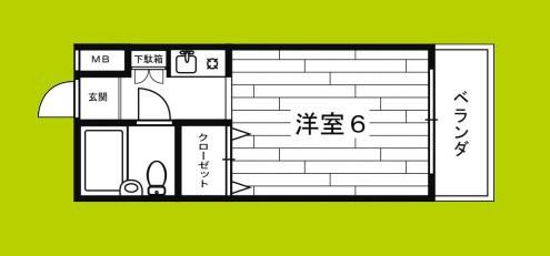 パインハイツ(1K/3階)の間取り写真