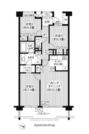 シエールグラン洋光台南公園(3LDK/5階)の間取り写真