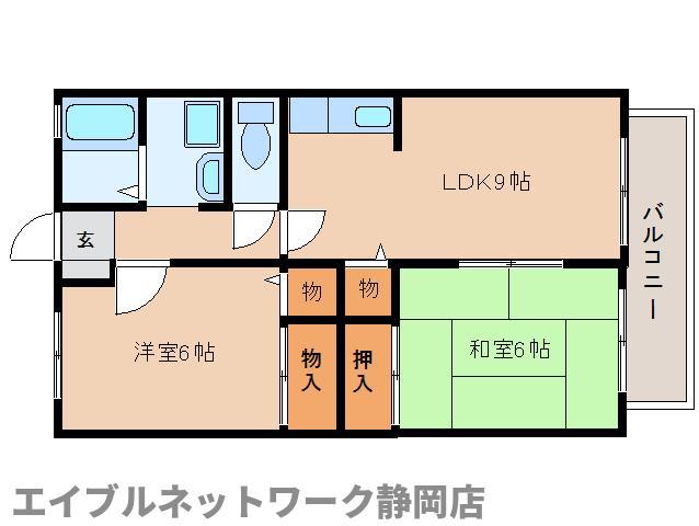 カルム清美II(2LDK/2階)の間取り写真
