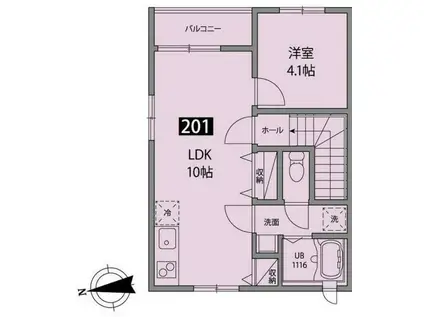 ブランシャール東高円寺(1LDK/2階)の間取り写真