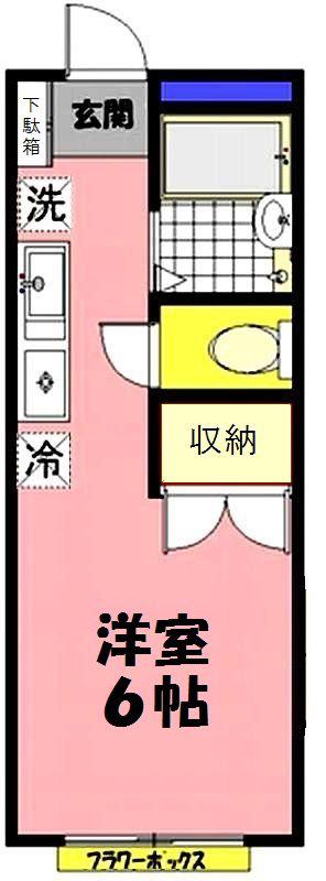 フラッツ風戸(ワンルーム/1階)の間取り写真