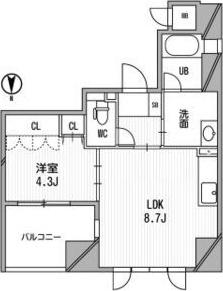 アーデンタワー北堀江(1LDK/7階)の間取り写真
