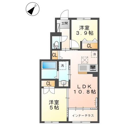 エステート国立(2LDK/1階)の間取り写真