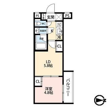 エストゥルース京都II(2K/1階)の間取り写真
