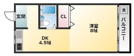 宝マンション(1DK/2階)の間取り写真