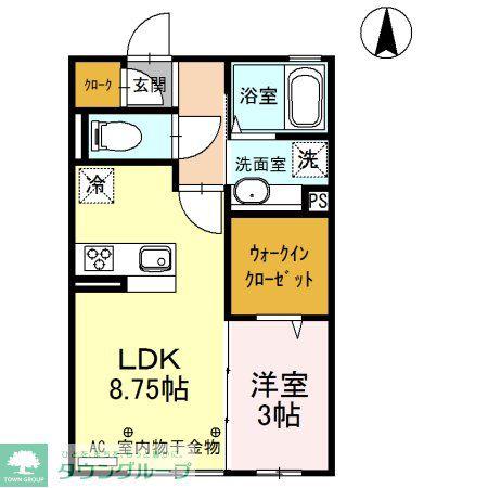 アスター B(1LDK/2階)の間取り写真