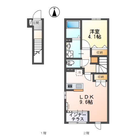KORO SHINE網干(1LDK/2階)の間取り写真