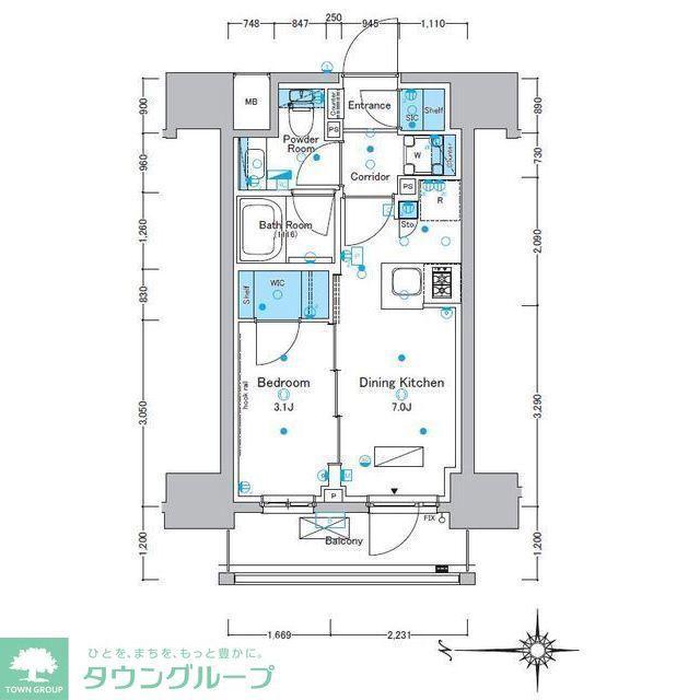 ルフォンプログレ浅草入谷(1DK/10階)の間取り写真
