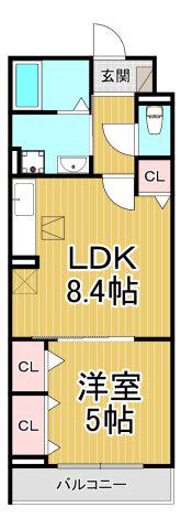 ヒカルサ尼崎神崎町(1LDK/1階)の間取り写真